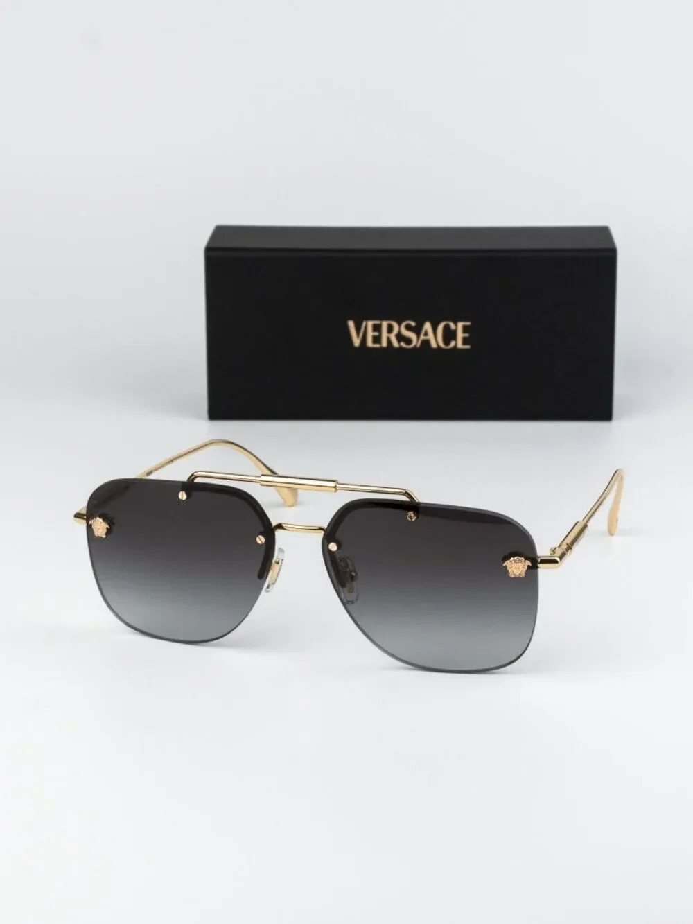 Versace Men Sunglasses Gold Grey Gradient Pilot VE2296 100284 NEW AUTHENTIC